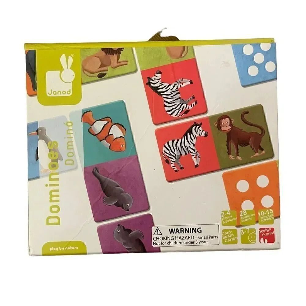 Janod Exotic Animal Dominos Educational Learning Fun Busy Family Game 3-7 yrs
